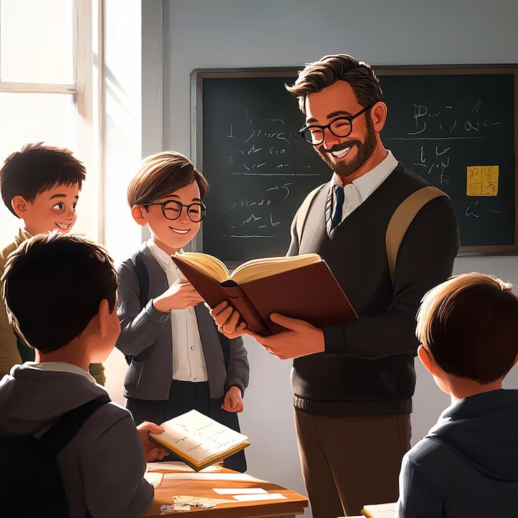 Learning Approach imgi 64 quotteacher handing out books group smiling studentsquot 1324785 13636