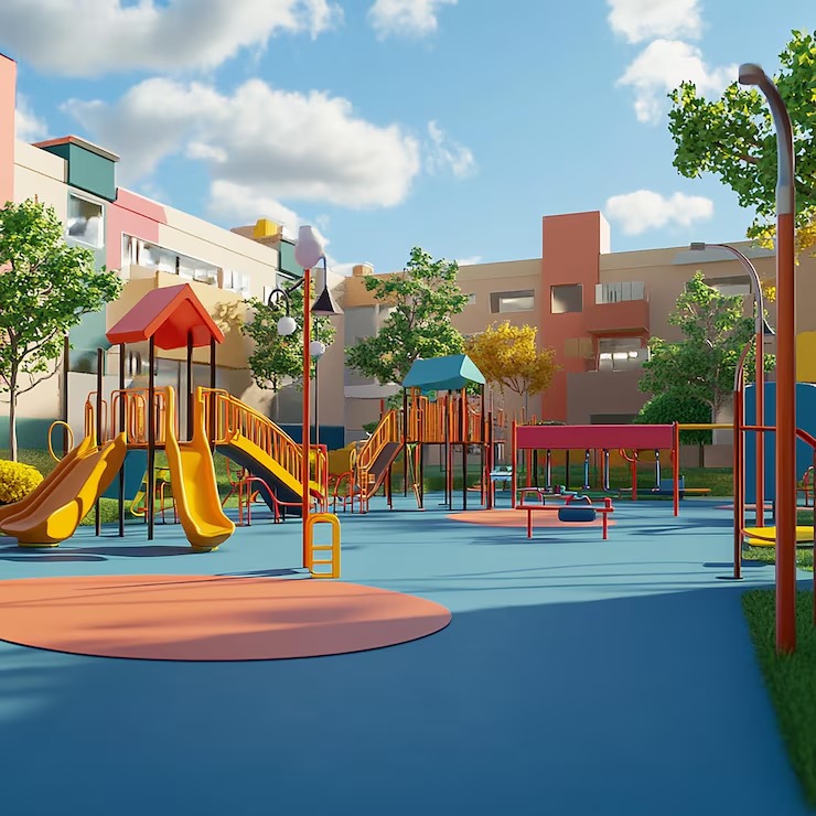 Health & Safety imgi 65 colorful playground with slide that says word bottom 973002 5750