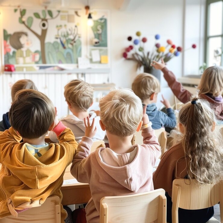 Preschool & Pre-K imgi 65 school children hands up answering classroom 601128 10367