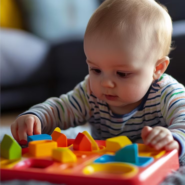 Infants & Toddlers Programs imgi 66 baby exploring shape sorter toy concentrating fitting different sha